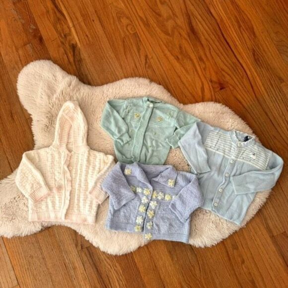 Vintage Knit Embroidered Baby Sweater Bundle of 4 Size 6-9mo - Picture 1 of 10